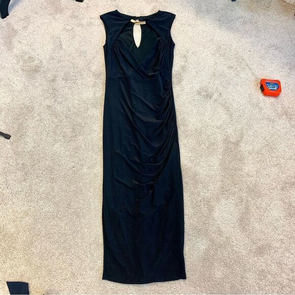 HOT miami styles black ruched sweetheart gold choker bodycon cocktail dress Sz M - Picture 9 of 15